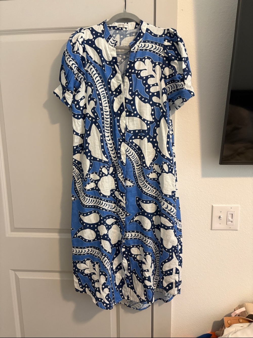 Blue & White Printed Maxi Dress - Lightweight Summer Style